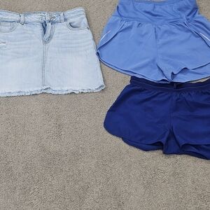 Bundle Of 2 Shorts And A Denim Skirt Girls